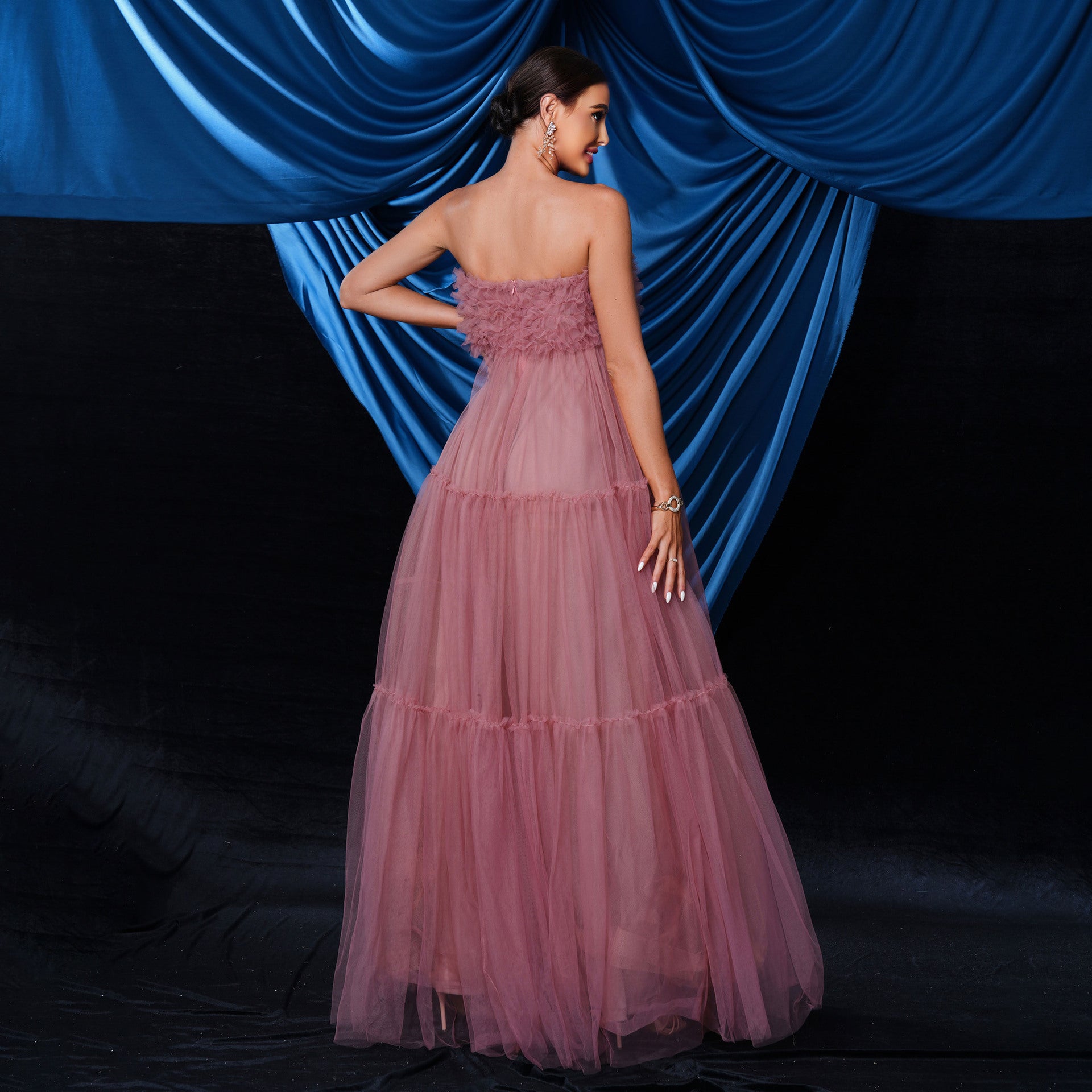 strapless Formal Party Mesh evening dress for women 4