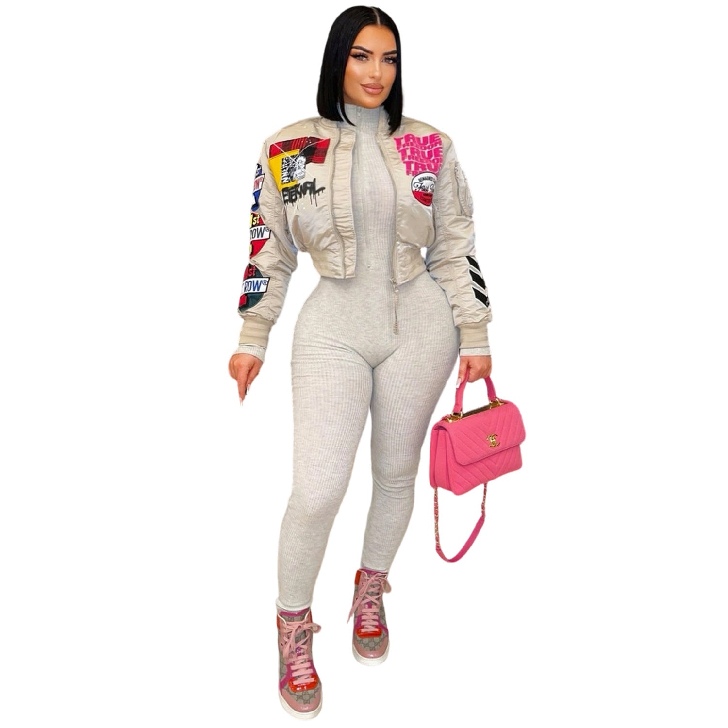 Women Fall/Winter Printed Casual Bomber Jacket 5