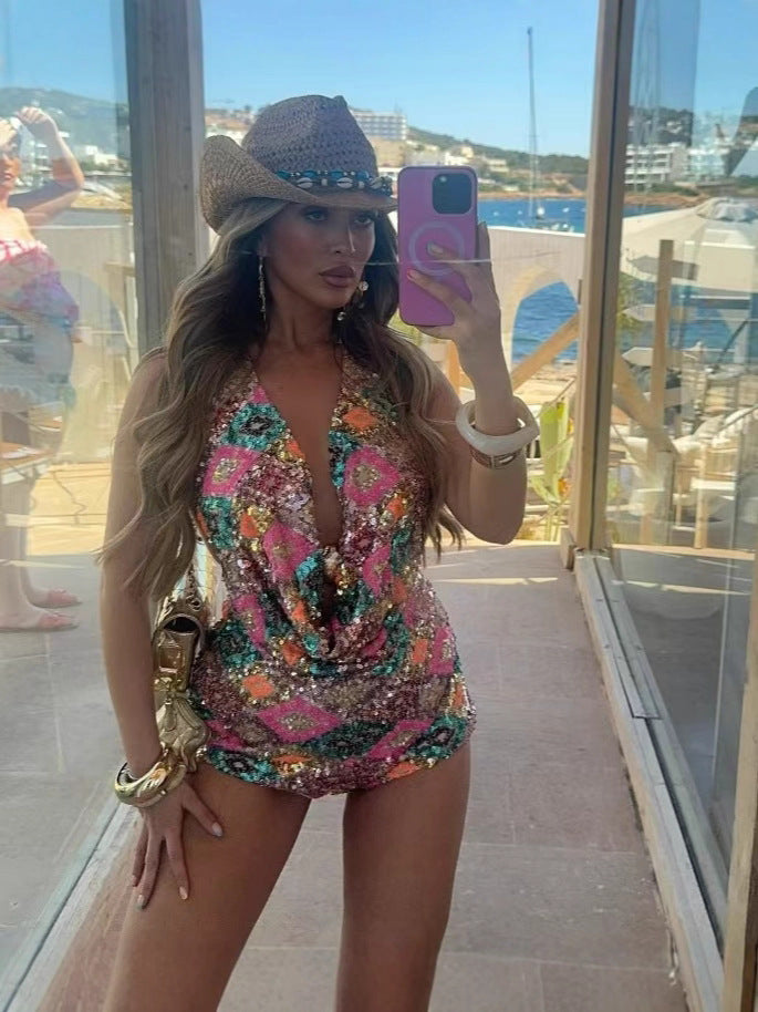 Trendy Fitted Sequin Shell Shorts Set 5