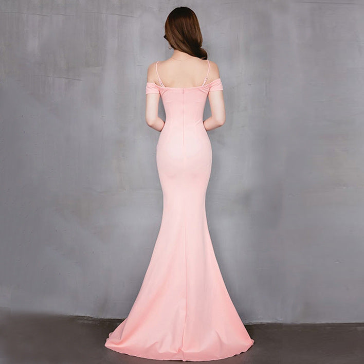 Long length body-fitting bridesmaid evening dress evening party Formal Party host performance annual meeting dress 9