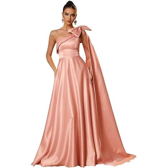 Women One-Shoulder Satin Formal Evening Dress（Processing time need 3-6 days） 28