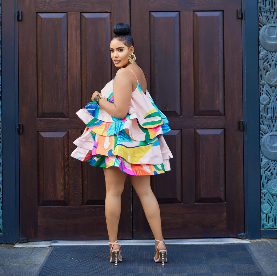 Women's?˜Clothing?˜Layered?˜Printed?˜Straps?˜Dress 7