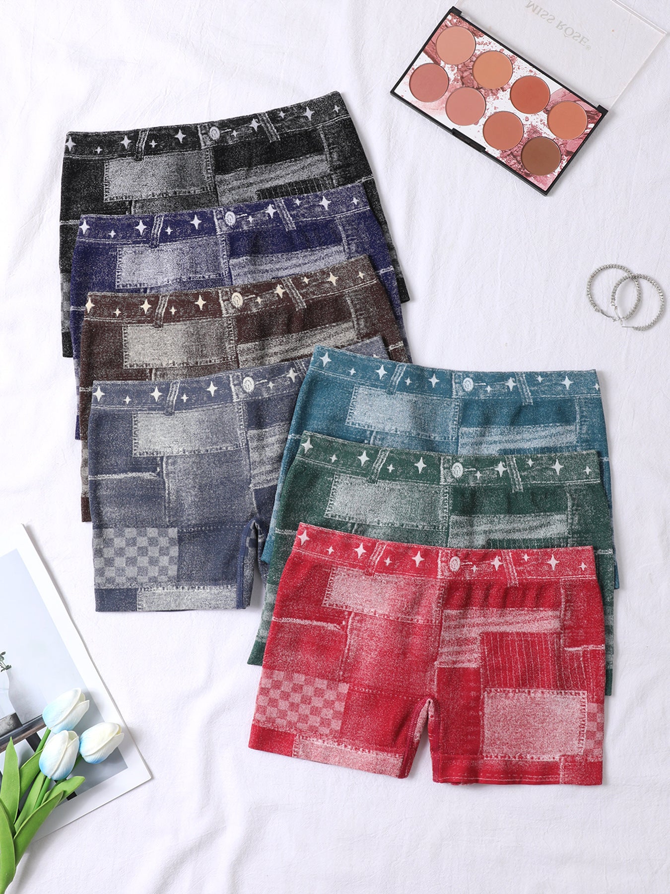 Plus Size Women's Seamless Square Leg Basic Shorts High Stretch Tight Fitting Square Leg Shorts 12