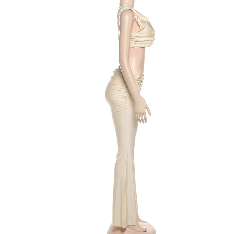 Summer Women's Fashion Twist Sexy Hollow-out Top Slim Long Pants Two-Piece Set 7