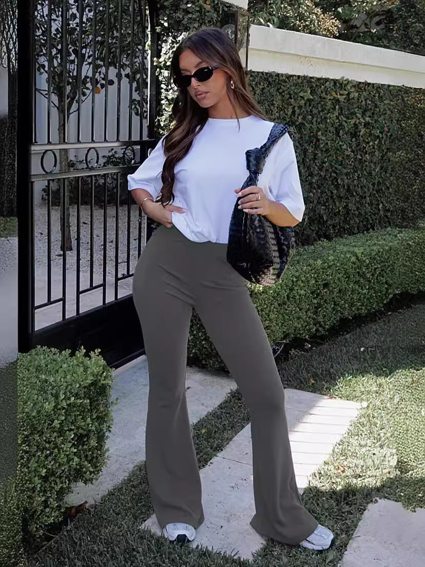 Women Elastic Bell Bottom Pants 9