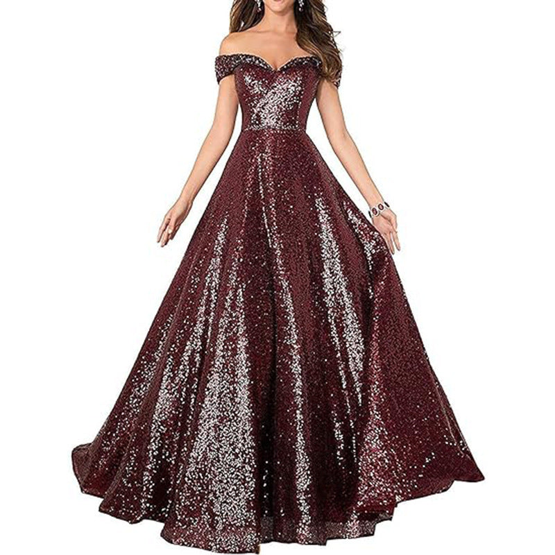 Off Shoulder Prom Evening Gowns Women's Long Sequin Formal Women's Dress（Processing time need 3-6 days） 23