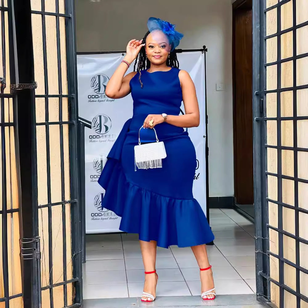 Women Ruffle Edge Bodycon Maxi Dress 9