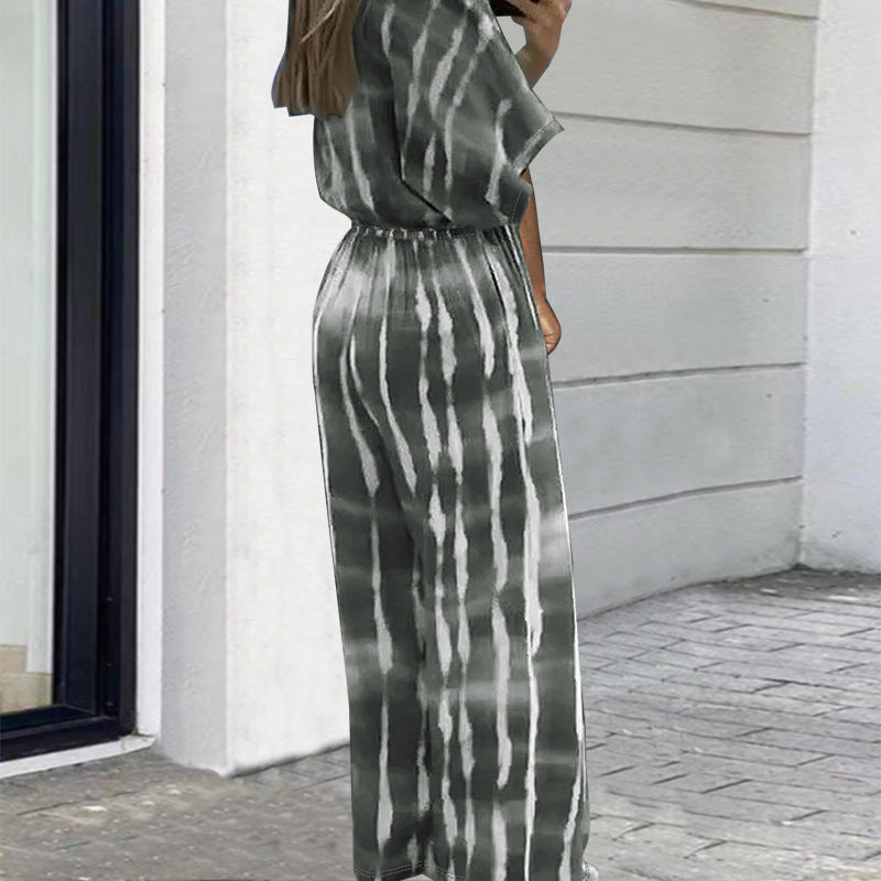 Plus Size Women Lace-Up Half-Sleeve Jumpsuit 5