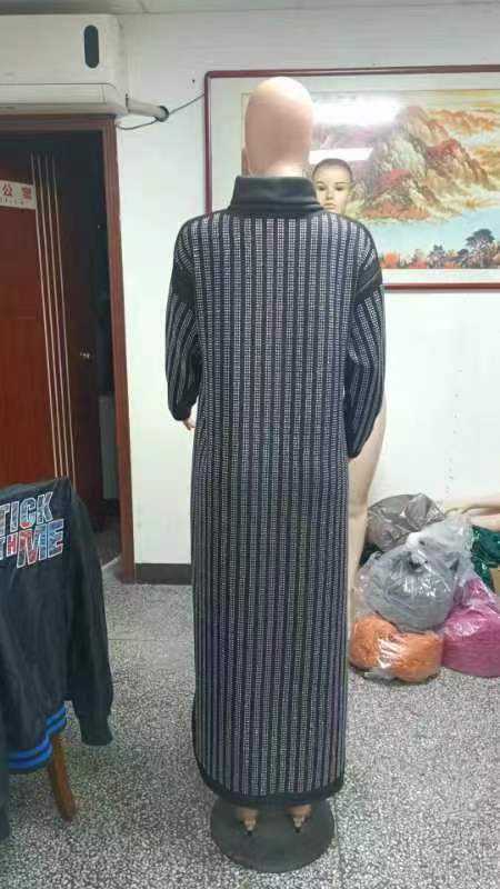 Women High Neck Long Sleeve Beaded Dress 4