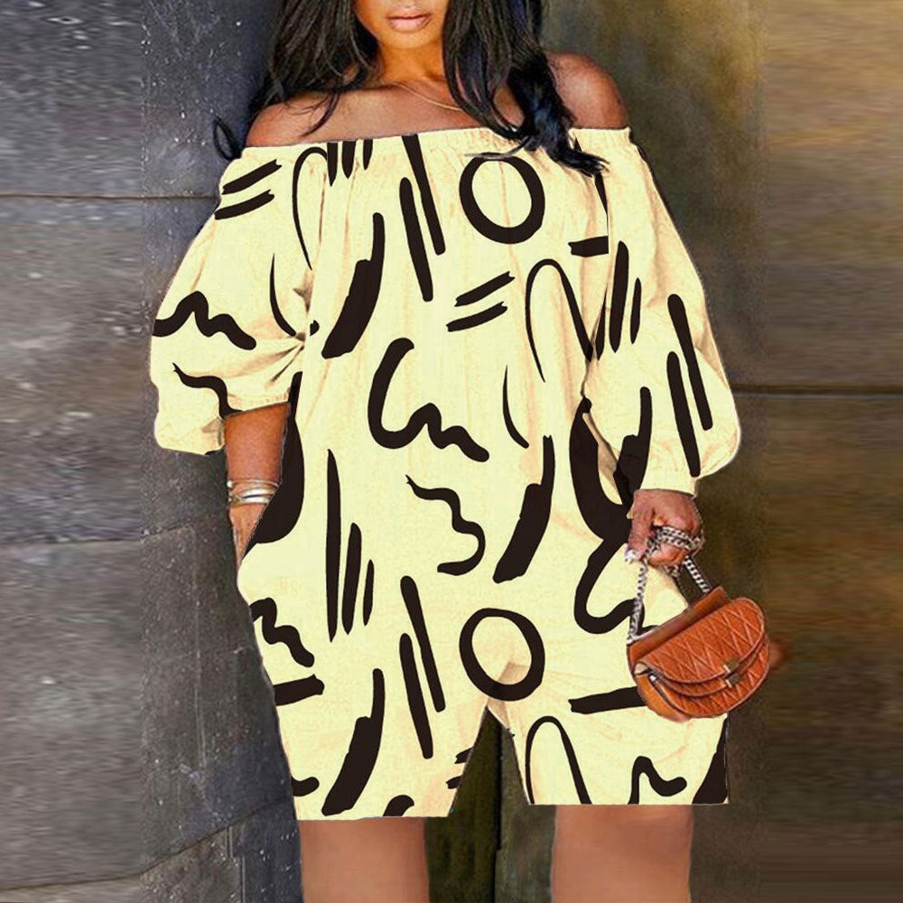 Sexy Casual Print Off Shoulder Plus Size Jumpsuit 5