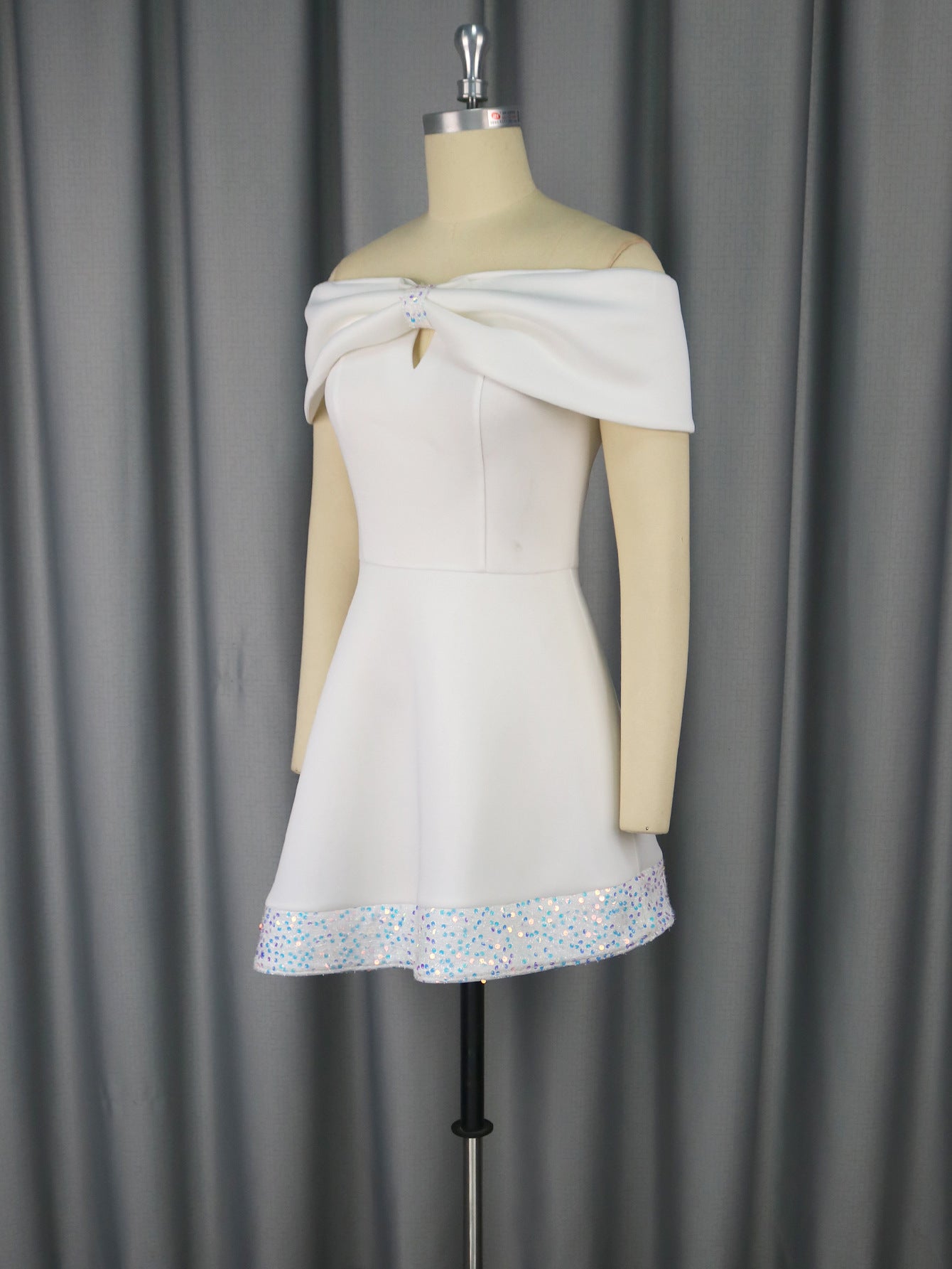 Off-Shoulder Sequin Elegance Cocktail Party Midi Dress 7