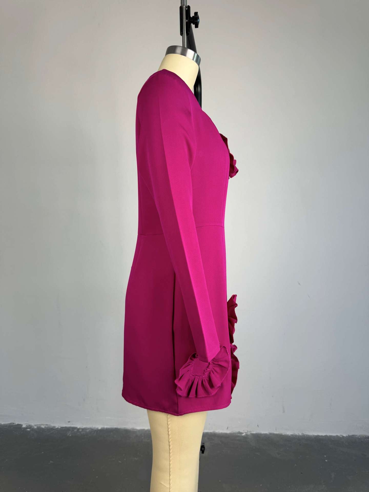 Women Autumn Elegant Square Neck Large Flower Long Sleeve Dress