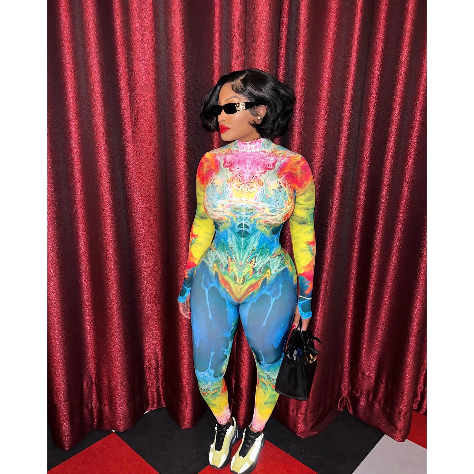 Women's Fashion Printed Zipper Slim Jumpsuit 4