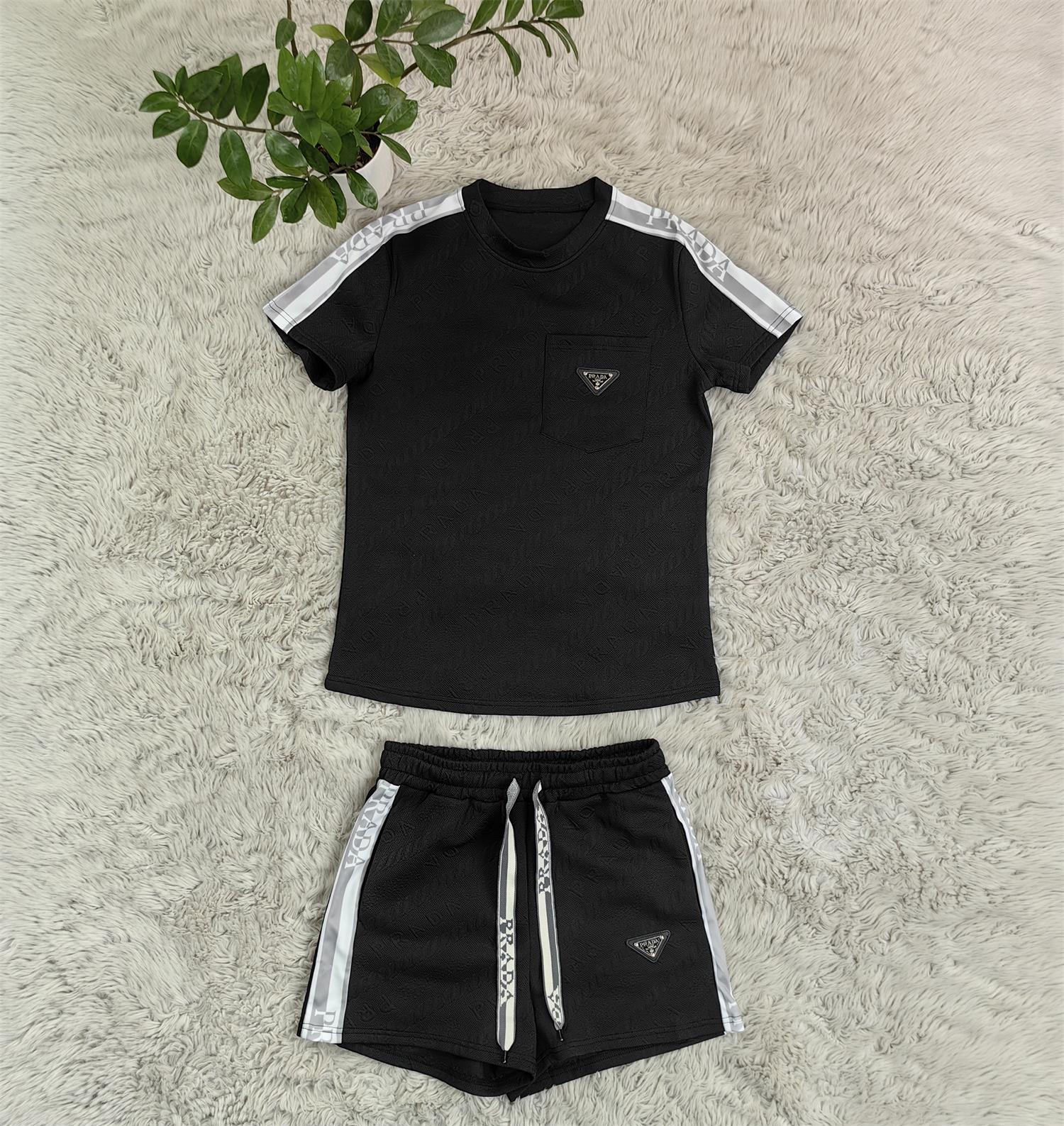 Women embossed short sleeve Top and shorts two-piece set 18