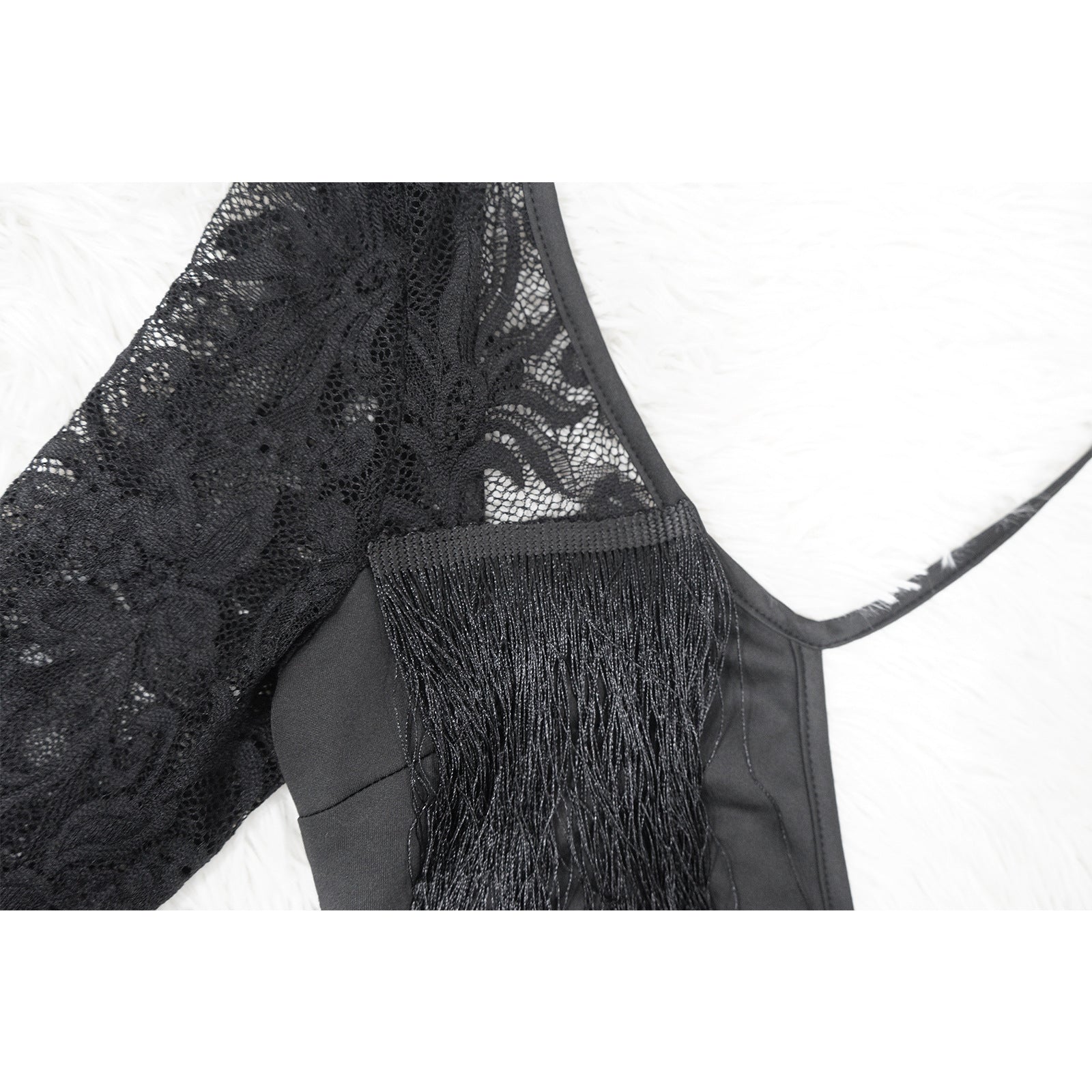 Summer Style Fashion Women's Sexy See Through Low Back Tassel Lace Dress 12