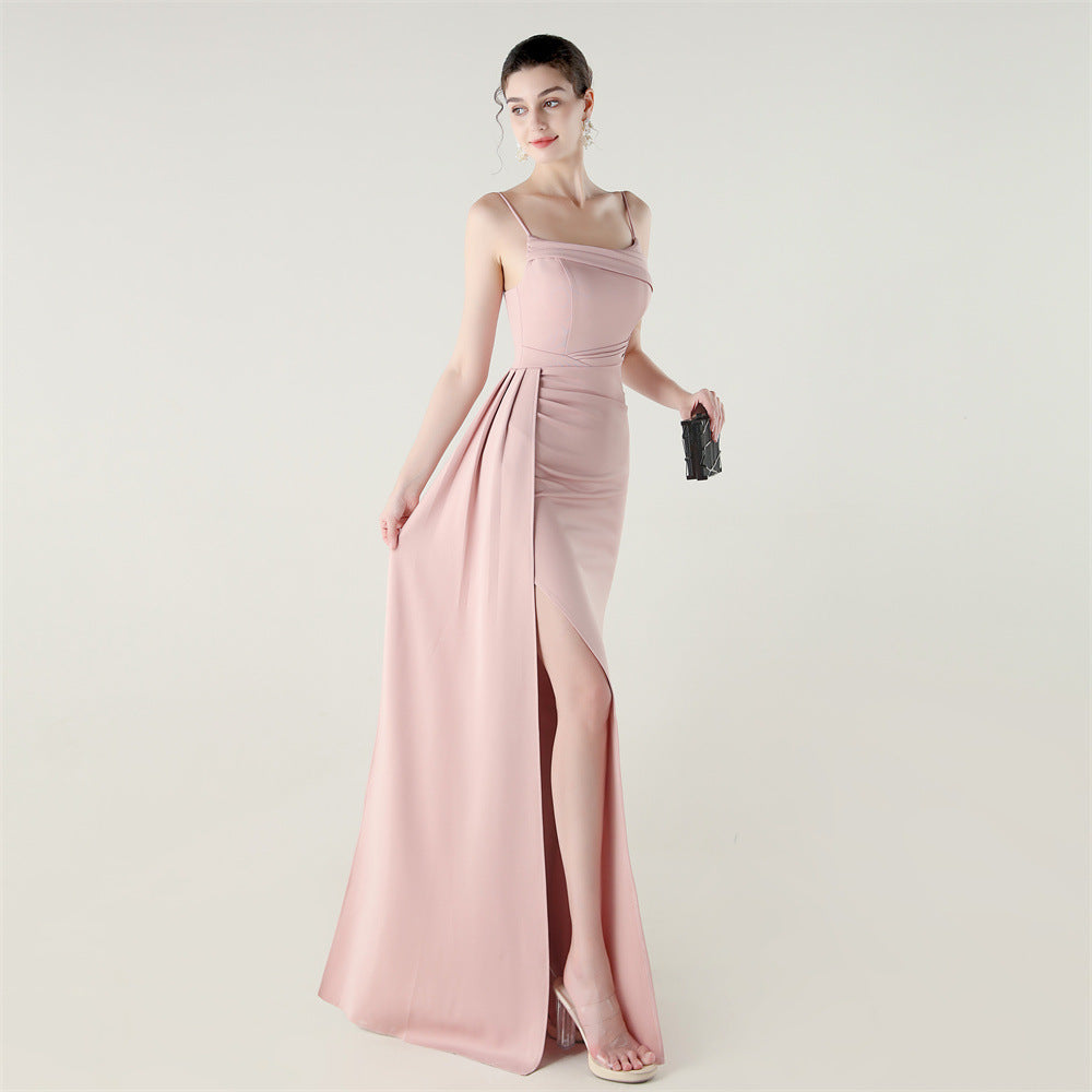 Women Strapless satin beaded fishtail evening dress 18