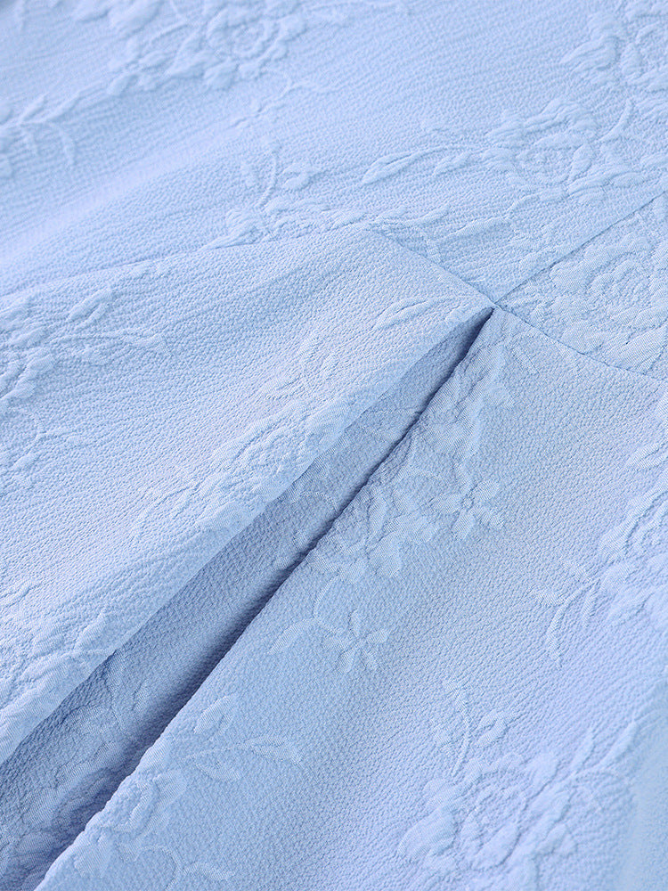 Women's Jacquard Strap Sexy Low Back Ruffle Short Dress 35