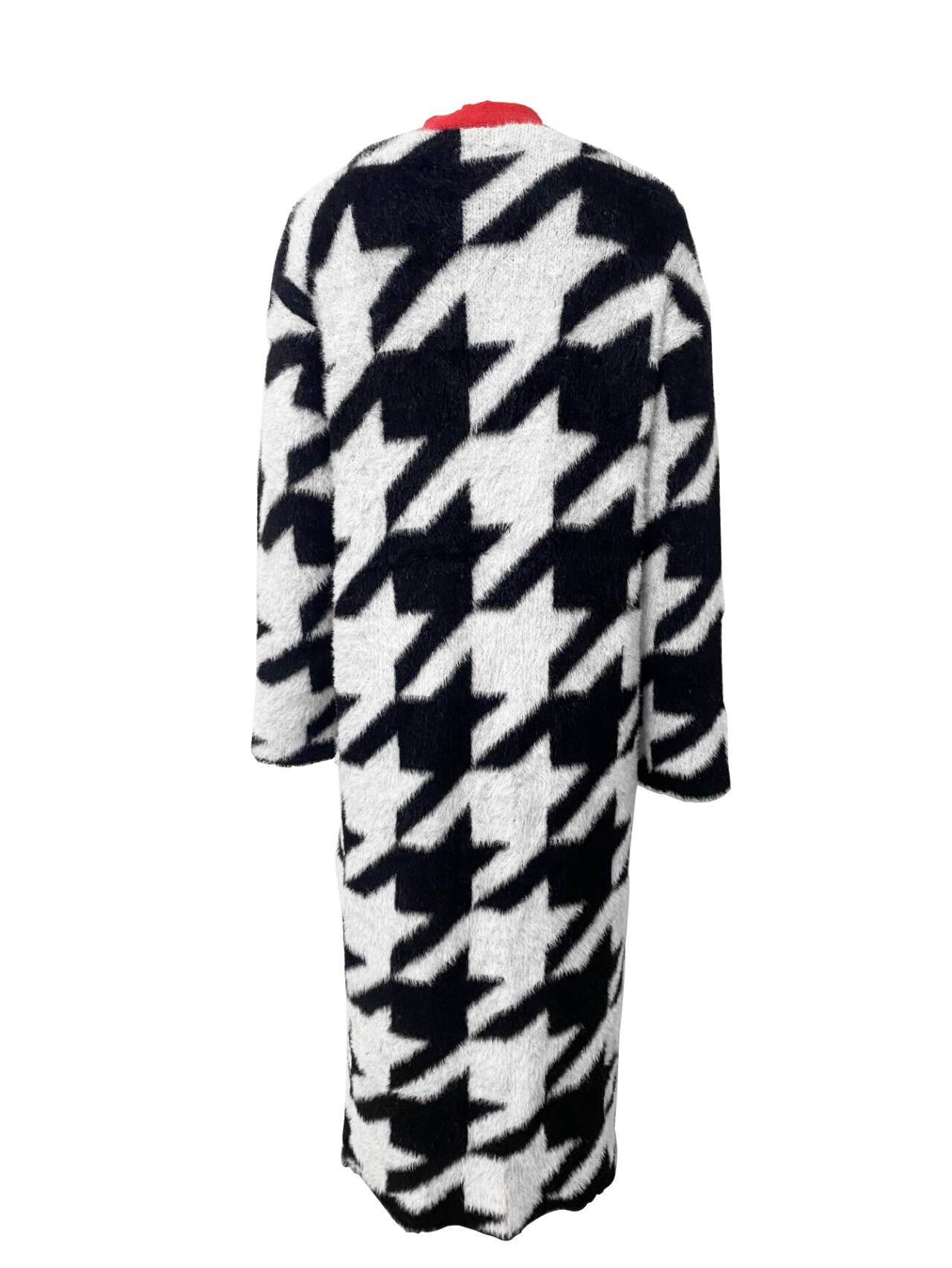 Women Autumn and Winter Houndstooth Long Coat 8