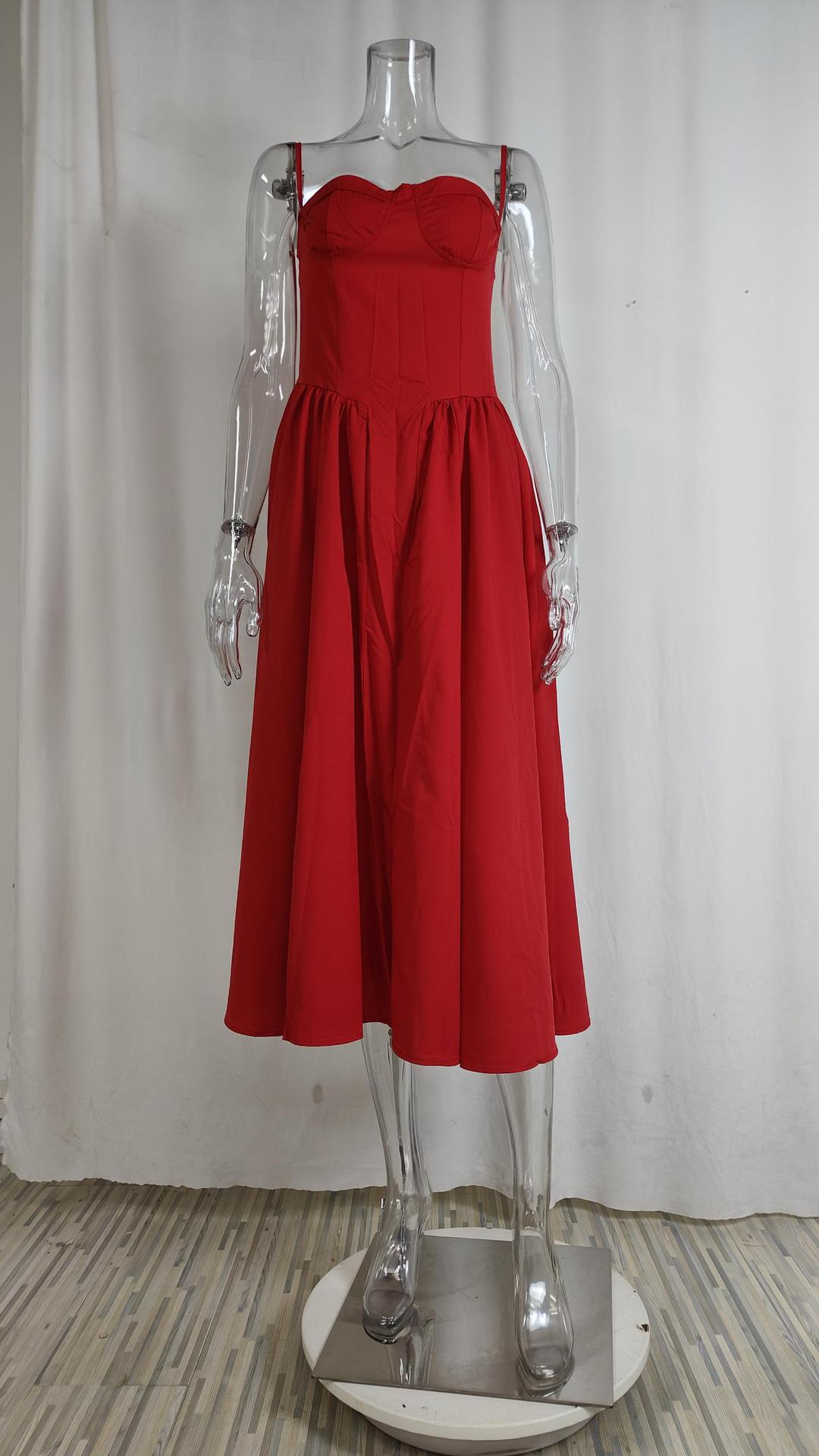 Women Spring Elegant French Retro Strap Dress 36