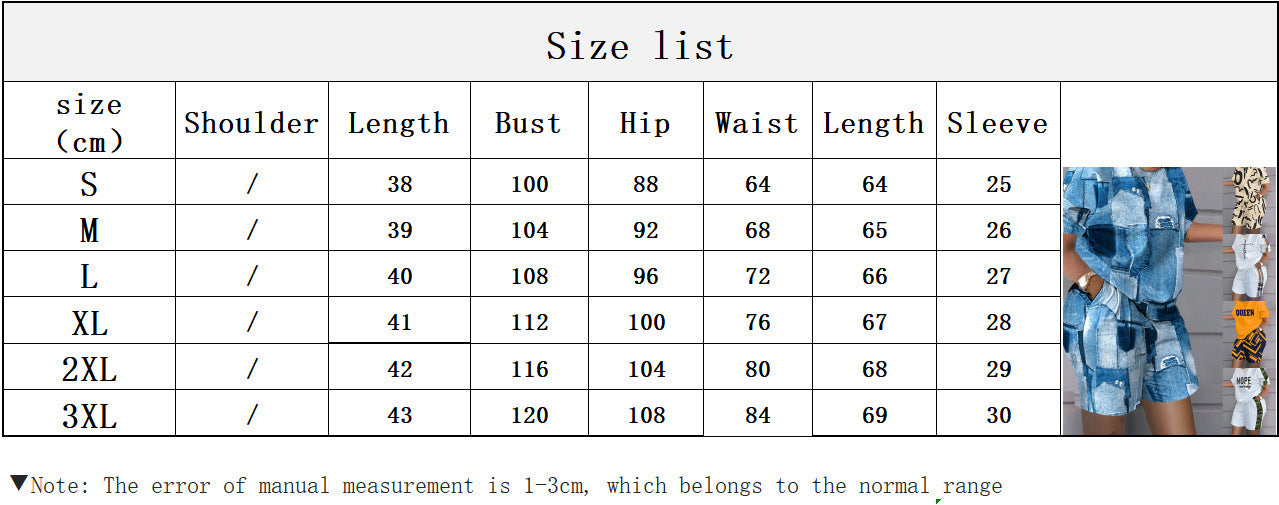 Summer home short-sleeved shorts printed suit for women 28