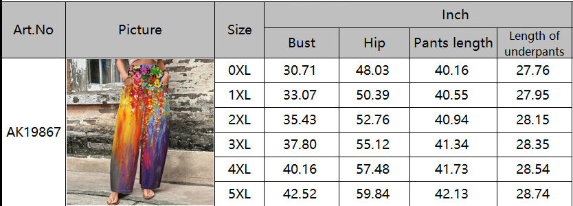 Women Casual High Waisted Loose Printed Wide Leg Pants 8