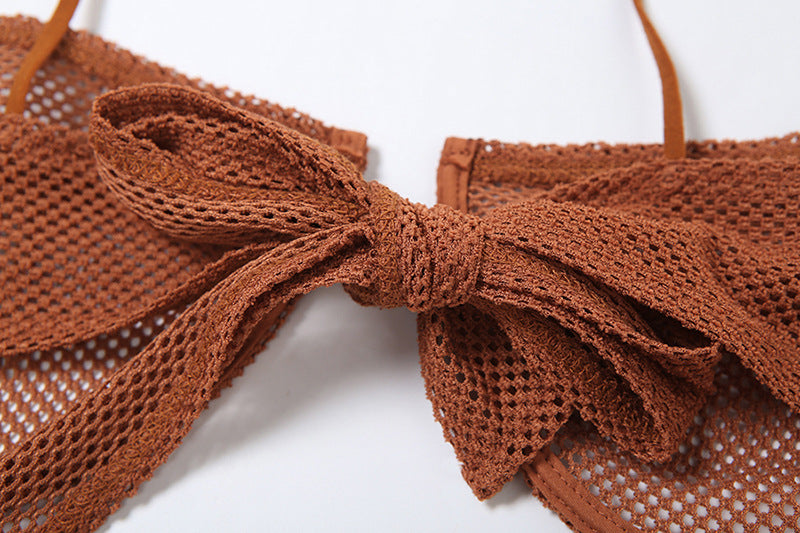 Summer Sexy See-Through Lace-Up Bra Low Waist Slim Skirt Two Piece Set 13