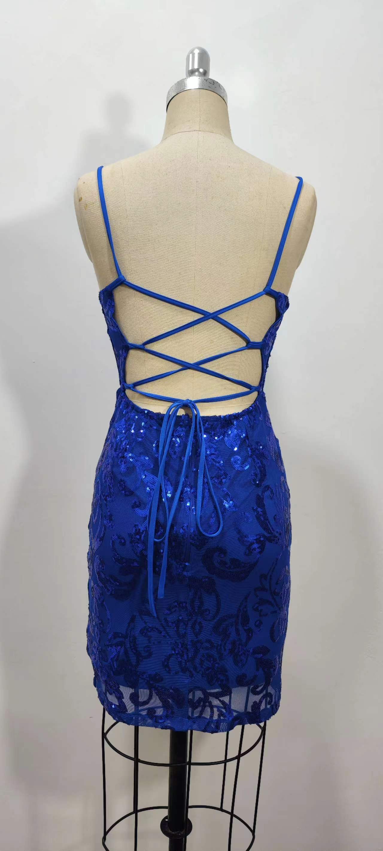 Women's Summer Sequin Beads Sexy Straps Bodycon Slim Mini Dress 12