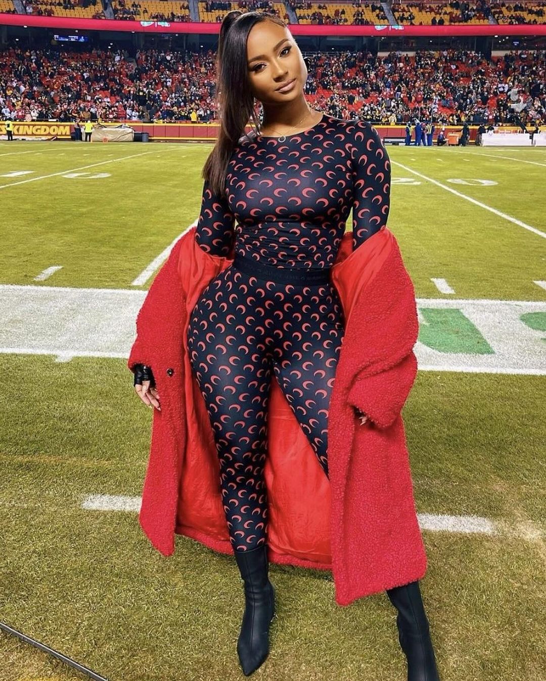 Fashion Printed Tight slim Long Sleeve Two Piece Pants Set 4