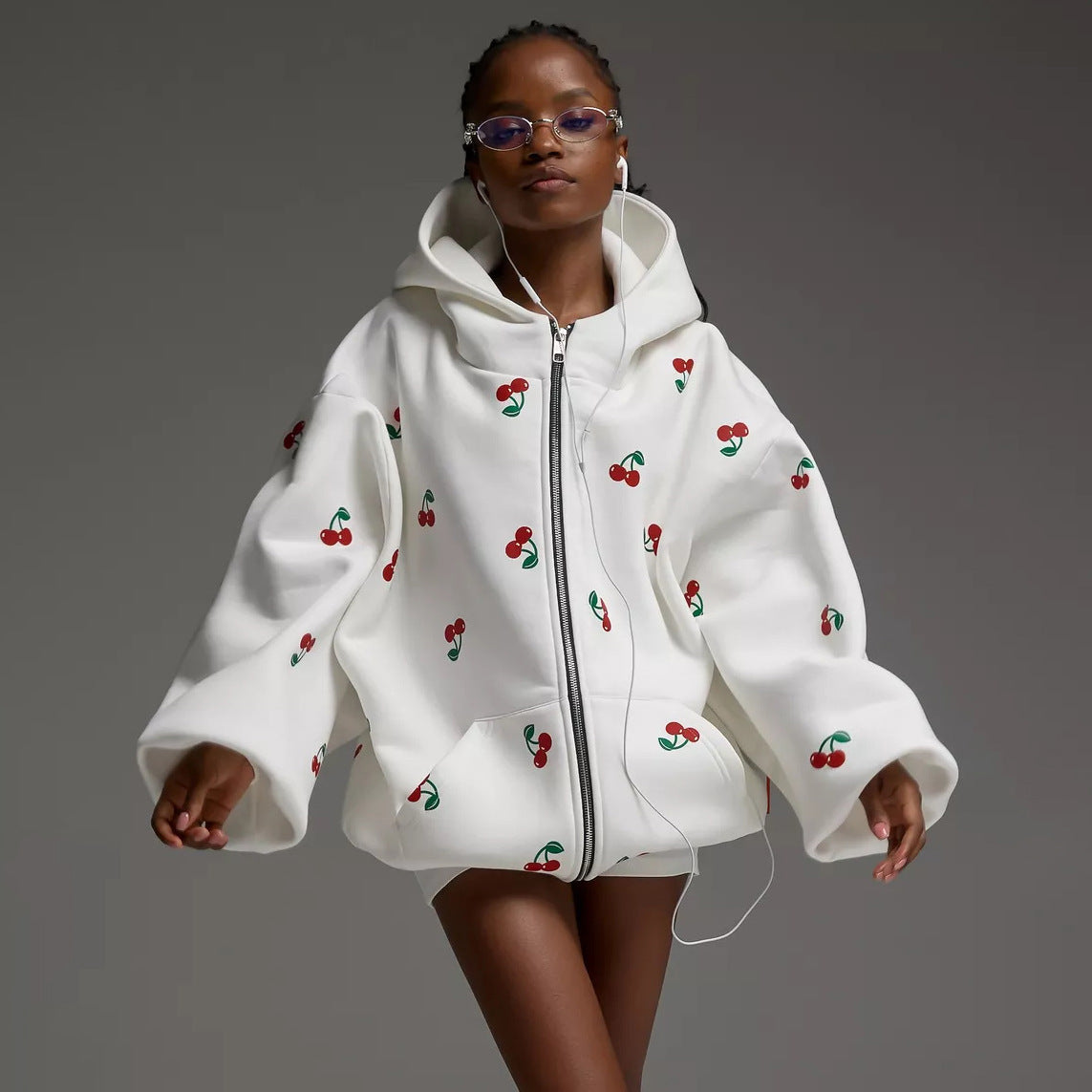 Women cherry print Hoodies 3