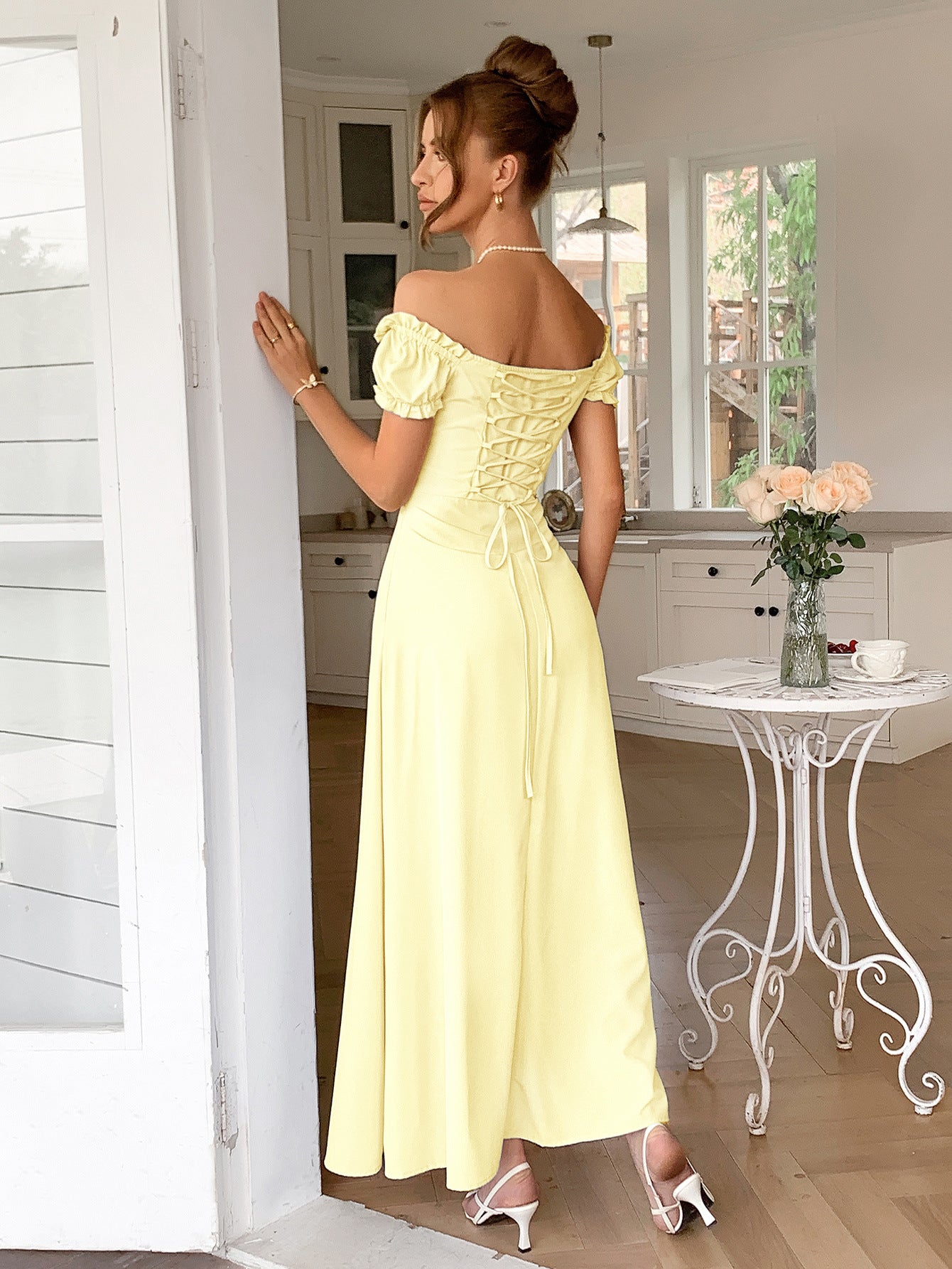 Spring/Summer Women's Party Elegant Off-Shoulder Short-Sleeved Dress 11