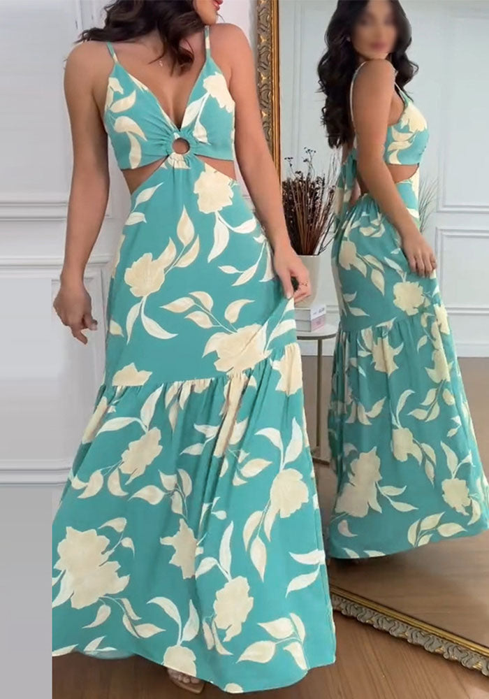 Women Floral Strap Maxi Dress