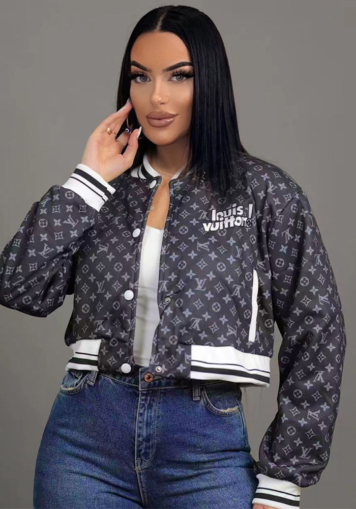 Women Fall/Winter Casual Printed Embroidered Baseball Jacket