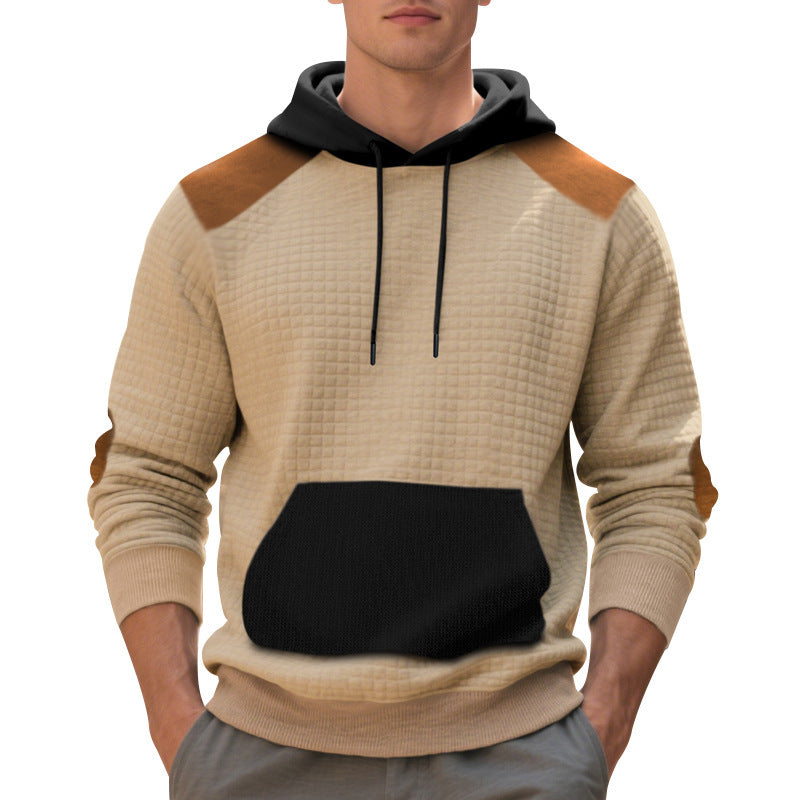 Men's American Autumn/Winter Casual Colorblock Jacquard Plaid Hoodies 5