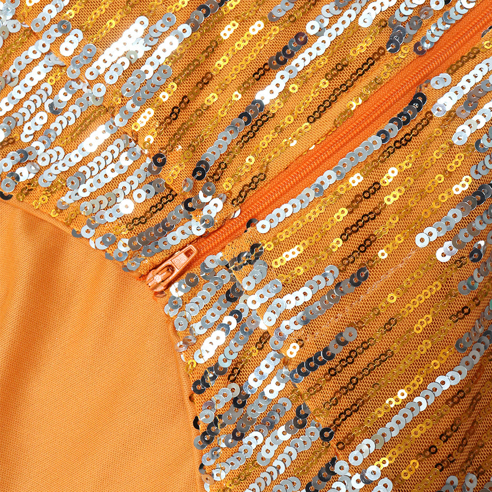 Fashionable Lace-Up Halter Low Back Sexy Women's Sequin Party Dress 20