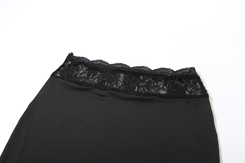 Spring Summer sexy Halter Neck Low Back Lace strap Vest high waist Long skirt fashion two piece set for women 13