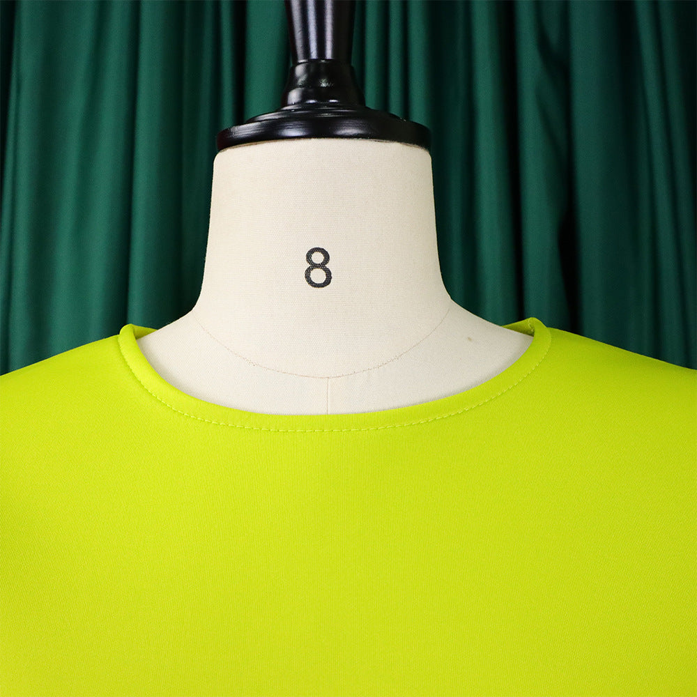 Women Round Neck Puff Sleeve Dress 25