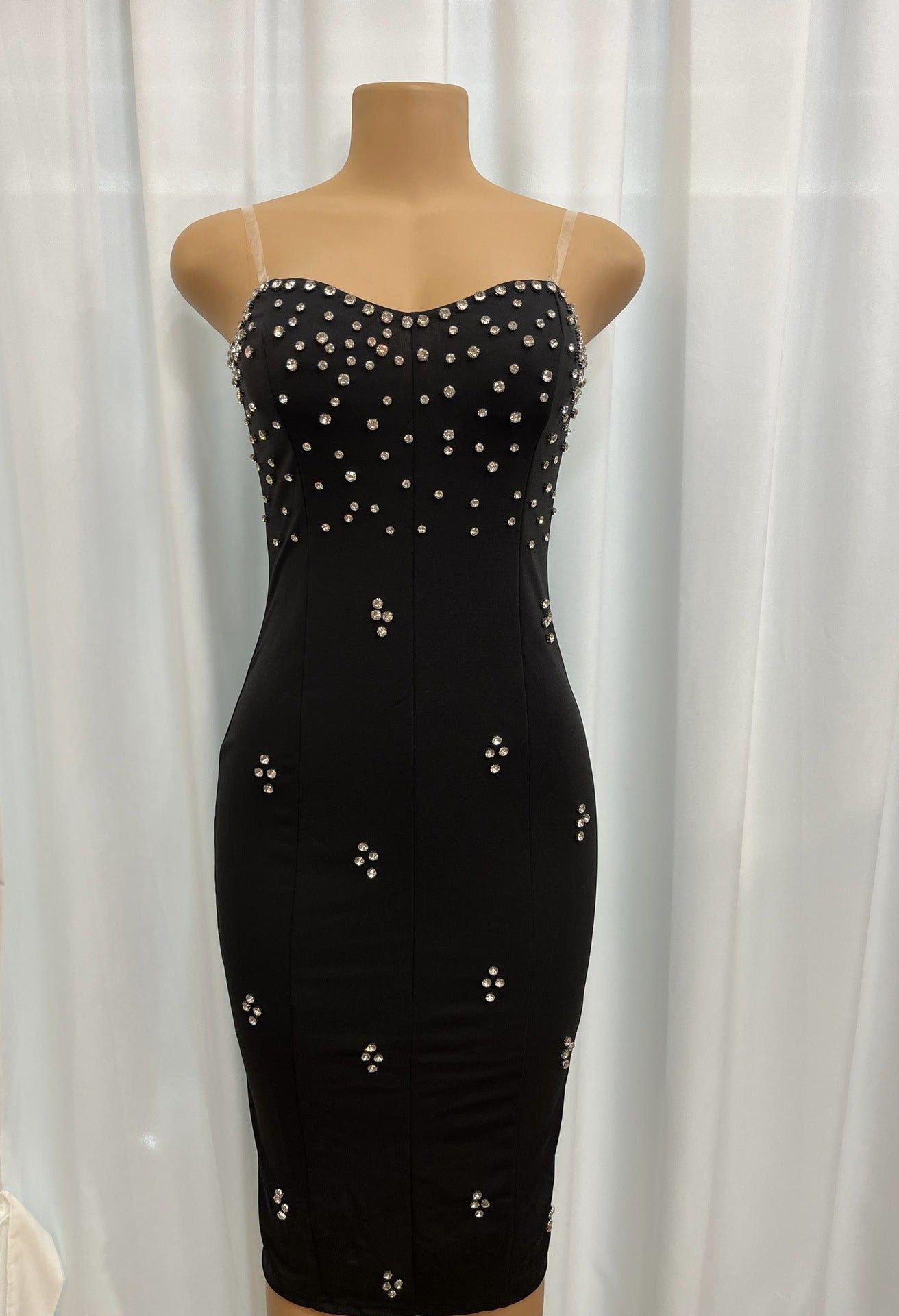 Women Strapless Sexy Backless Slit Diamond Bodycon Dress 3