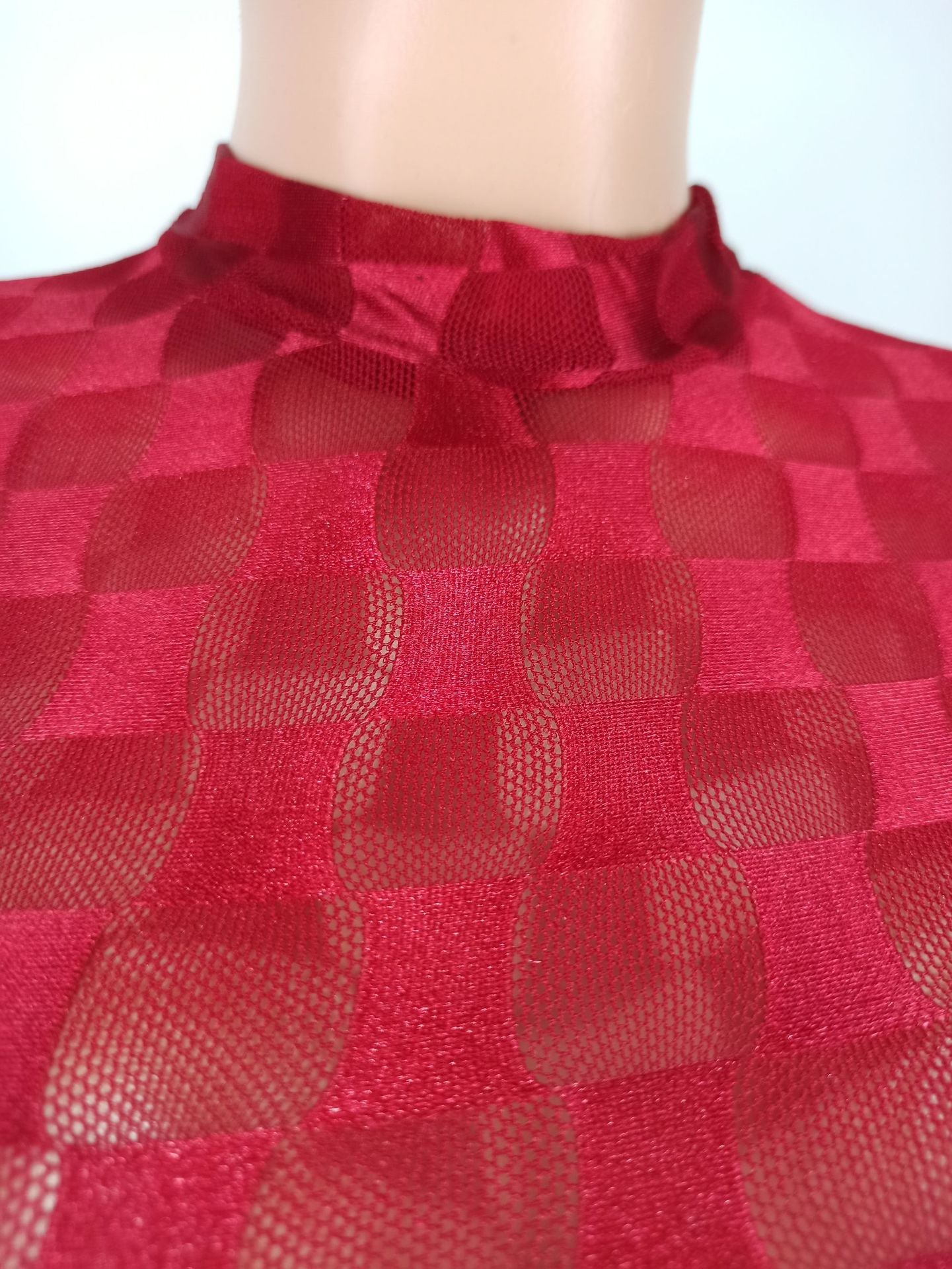 Women's Clothing Sexy Fashion Plaid Mesh Long Dress 23