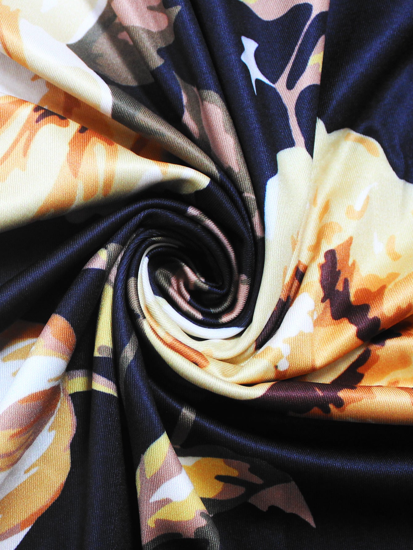 Spring & Autumn Women's Fashion Elegant Wrap V-Neck Half-Sleeve Print Belt Maxi Dress 144