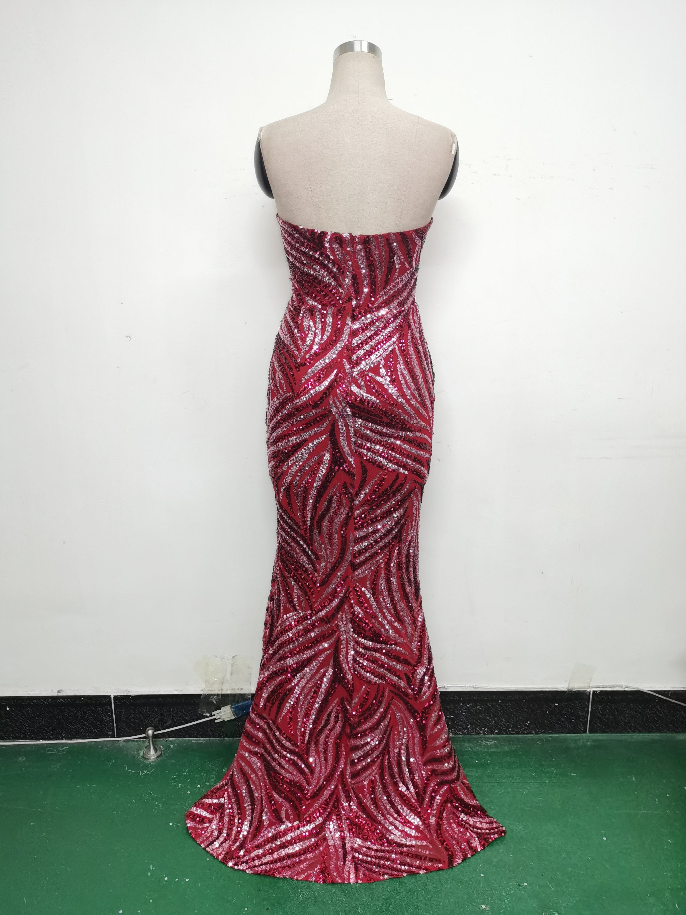Women Beaded Sequined Wrap Dinner Party Evening Dress 32
