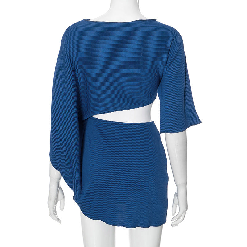 Women's Casual Hollow Loose Slim Fit Pleated Dress 9