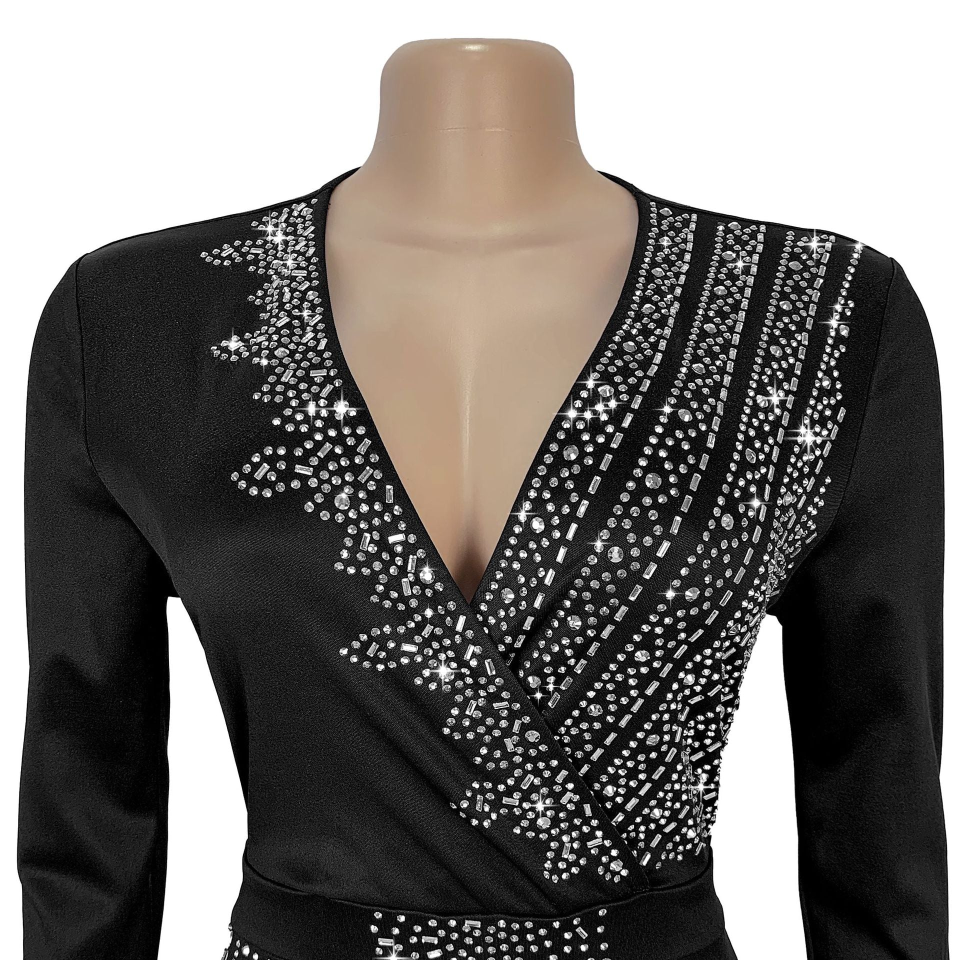 Women's Chic Elegant Beaded Half Sleeve V-Neck Fashionable Dress 12