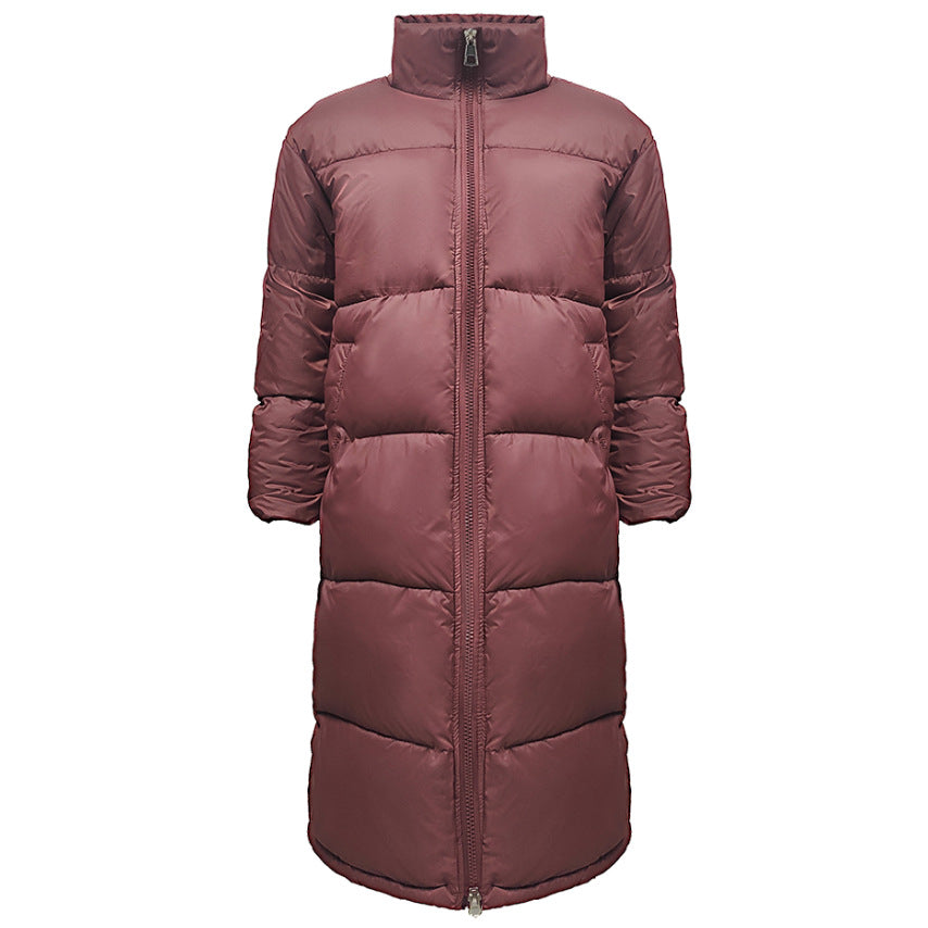 Winter Women Cotton-padded long Jacket Women Fashion Zipper Solid Color Warm Coat 13