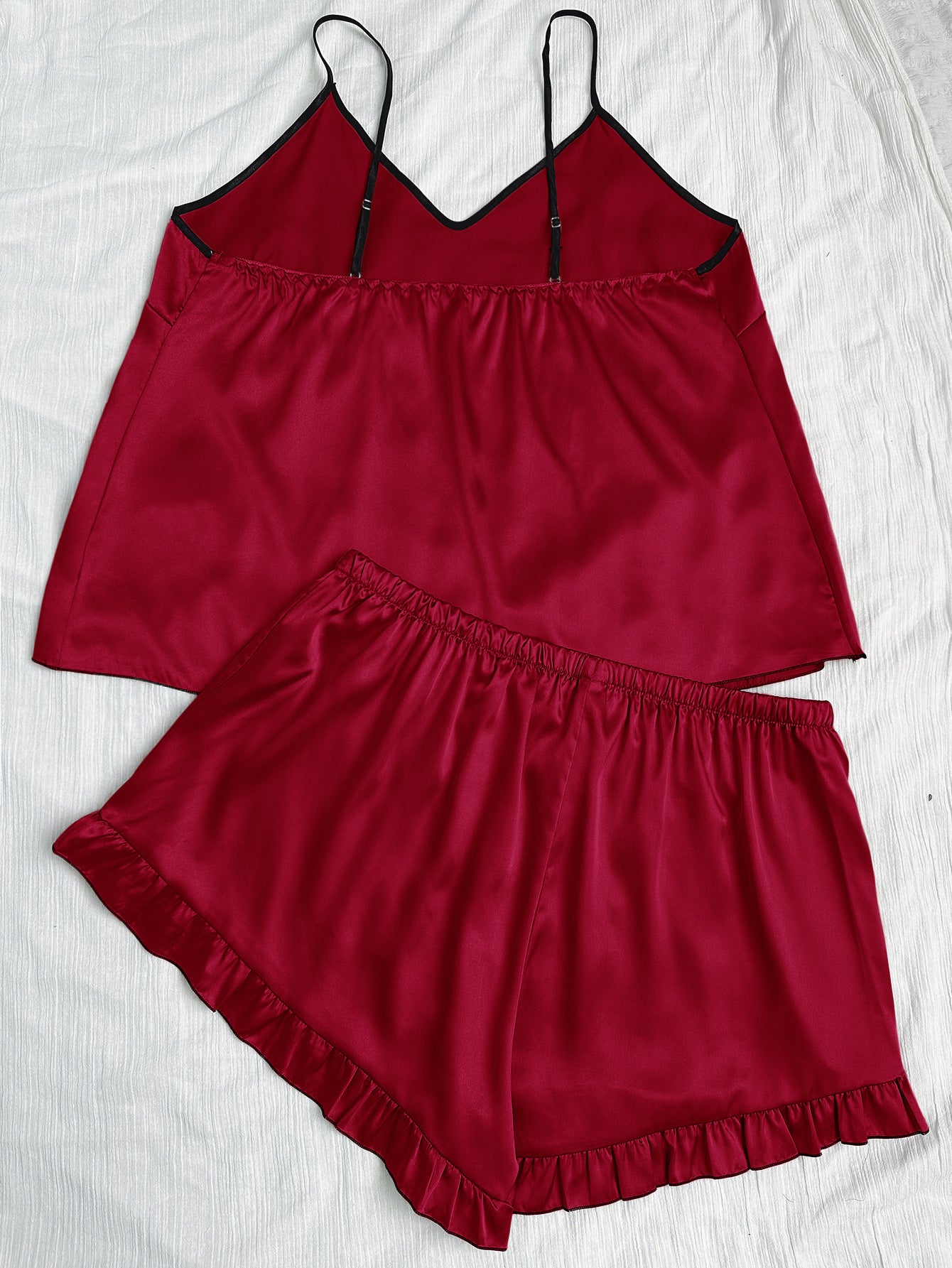 Plus Size Women sexy v-neck camisole sleeveless shorts home wear two-piece set 16