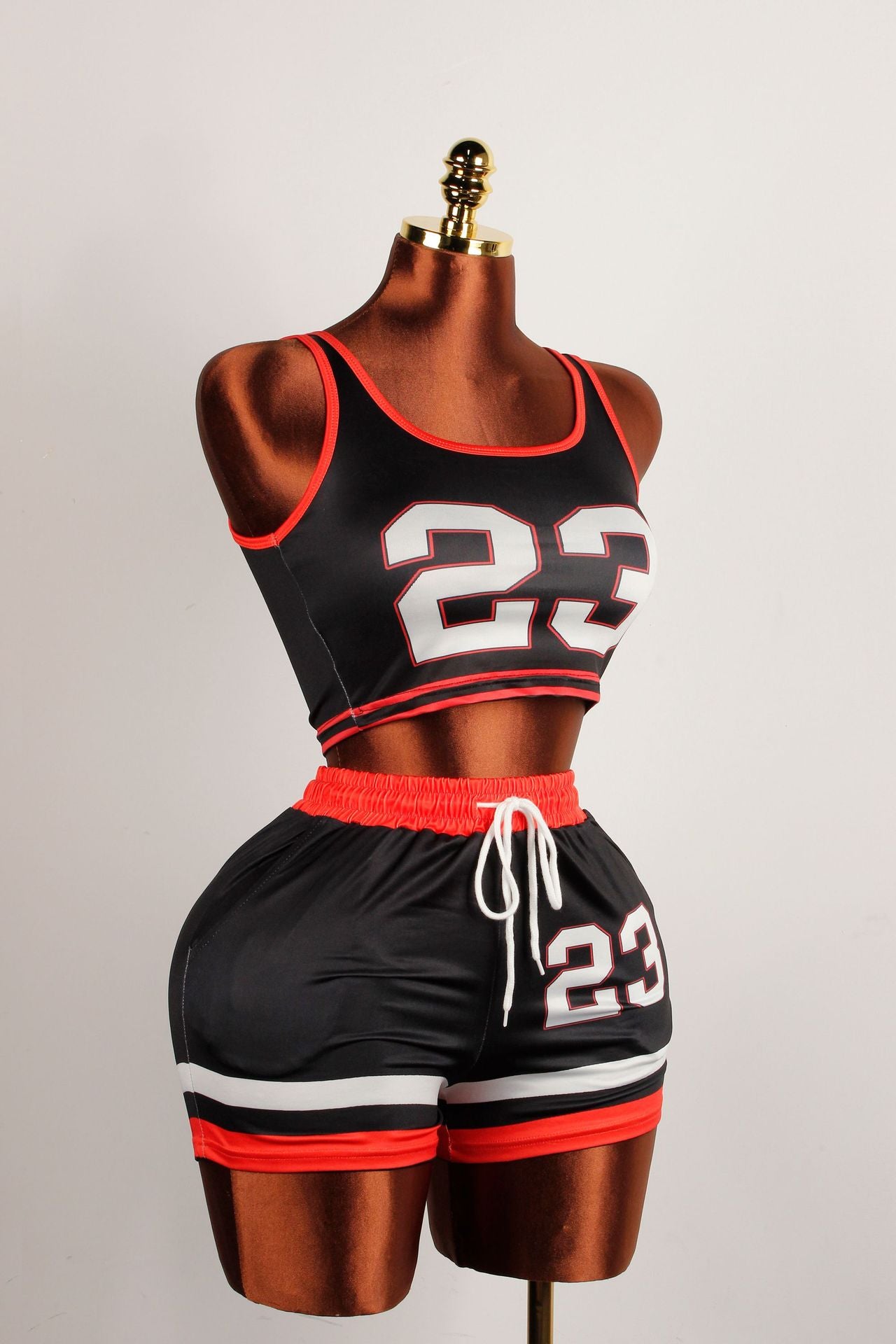 Women Contrast Print Sexy Sport Top Lace-up Shorts Two-Piece Set 6