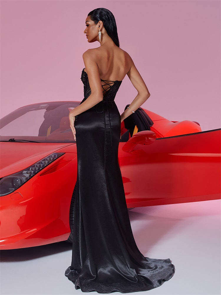 Women's Elegant Slim Strapless Formal Cocktail Evening Bridesmaid Dress 3