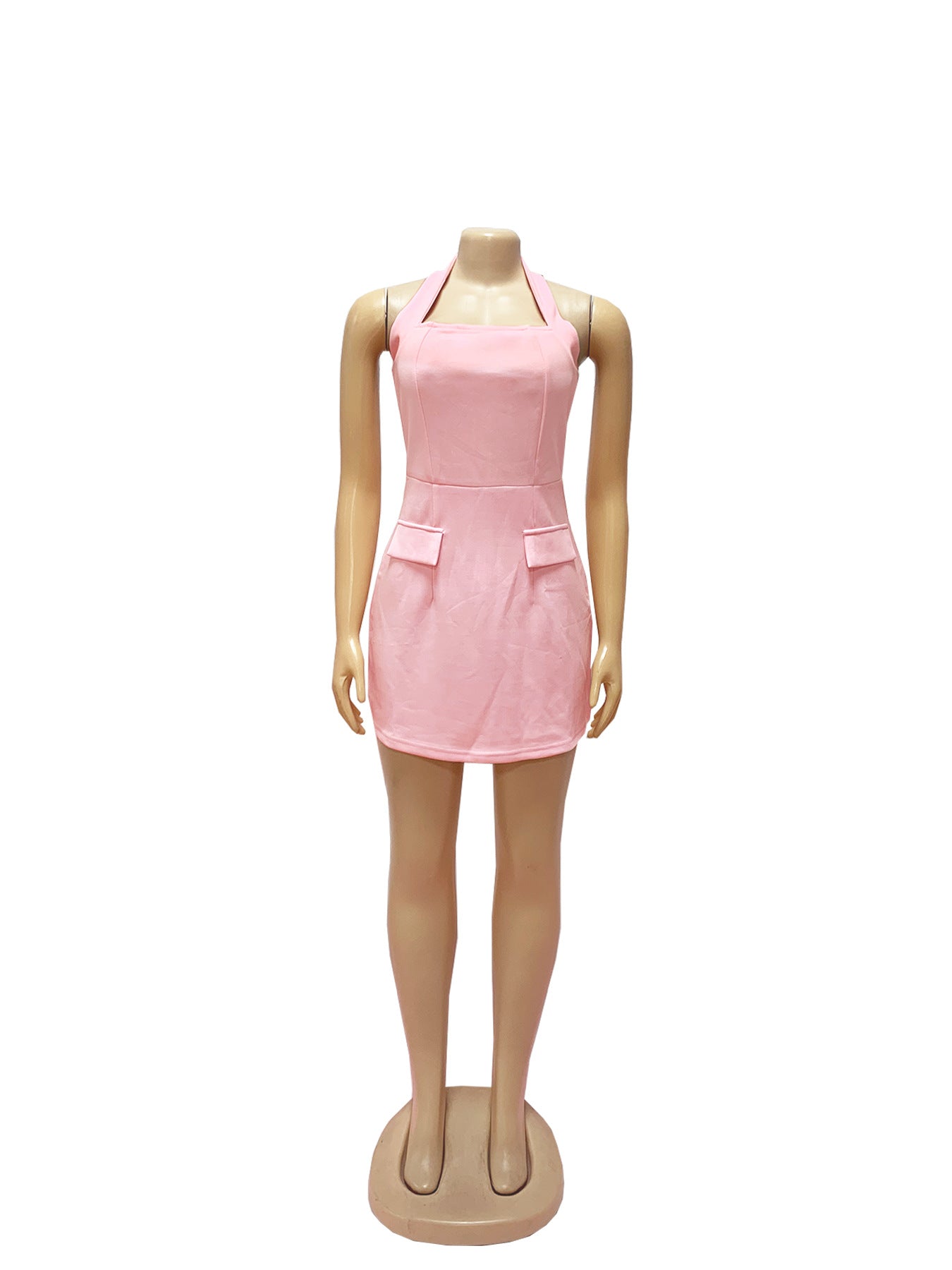 Summer Fashion Chic Strapless Halter Neck Low Back Short Dress 16