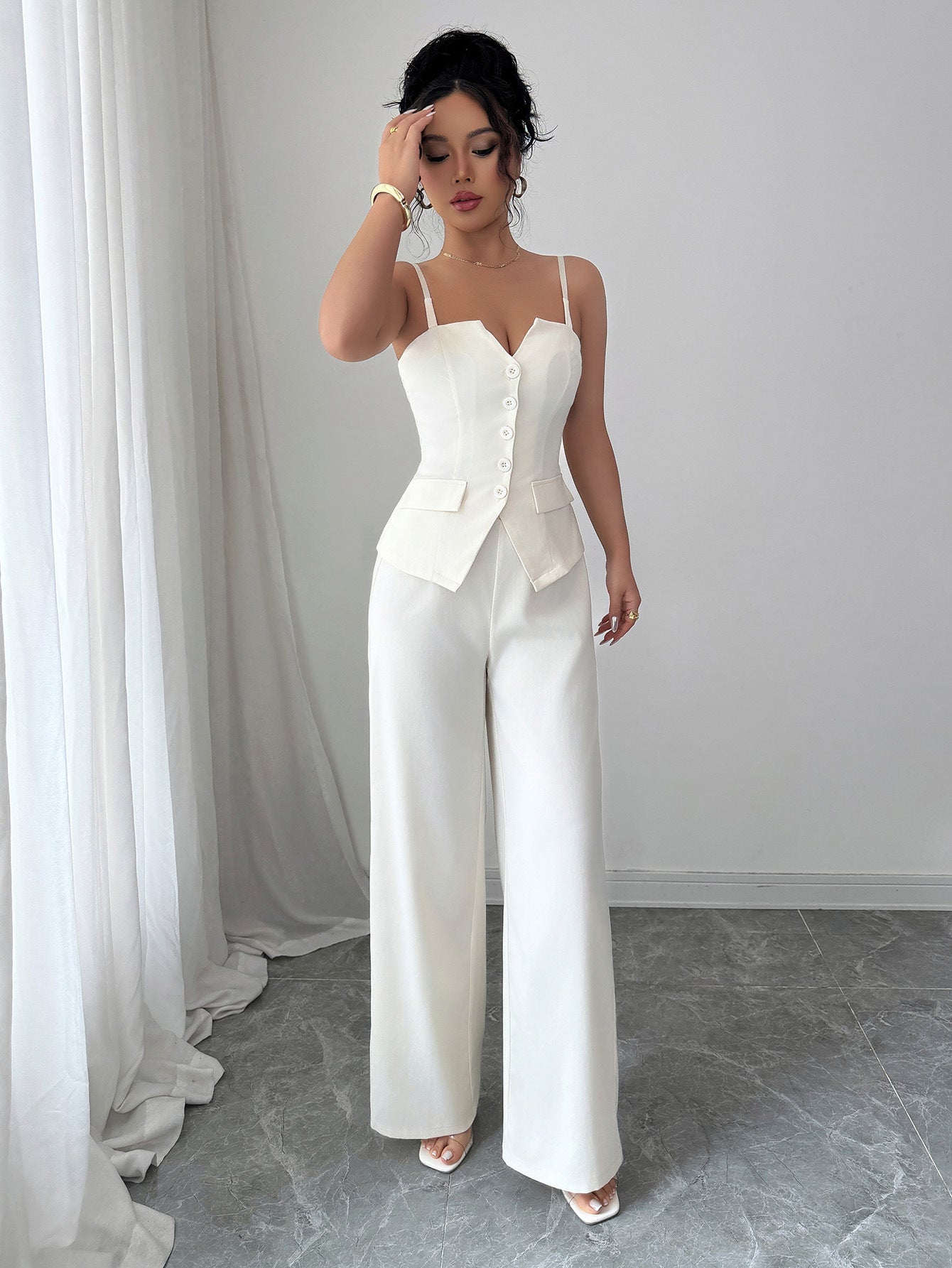 Chic Casual Sleeveless Vest & Wide-Leg Pants Set 6