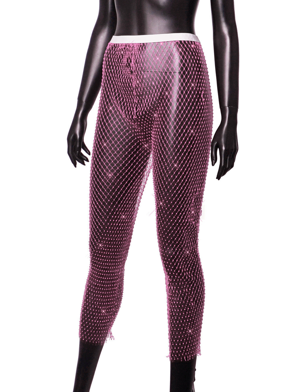 Women Sexy Rhinestone Fishnet Pants 43