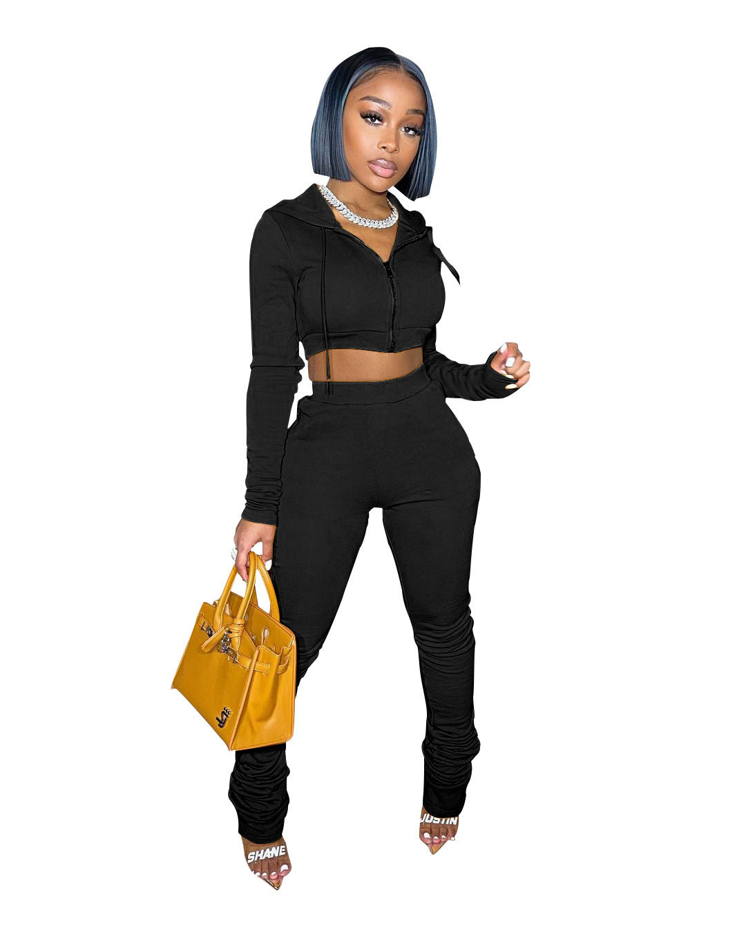 Fashion Casual Women's Hooded Long-Sleeved Top Pants Set Two-Piece Set 12